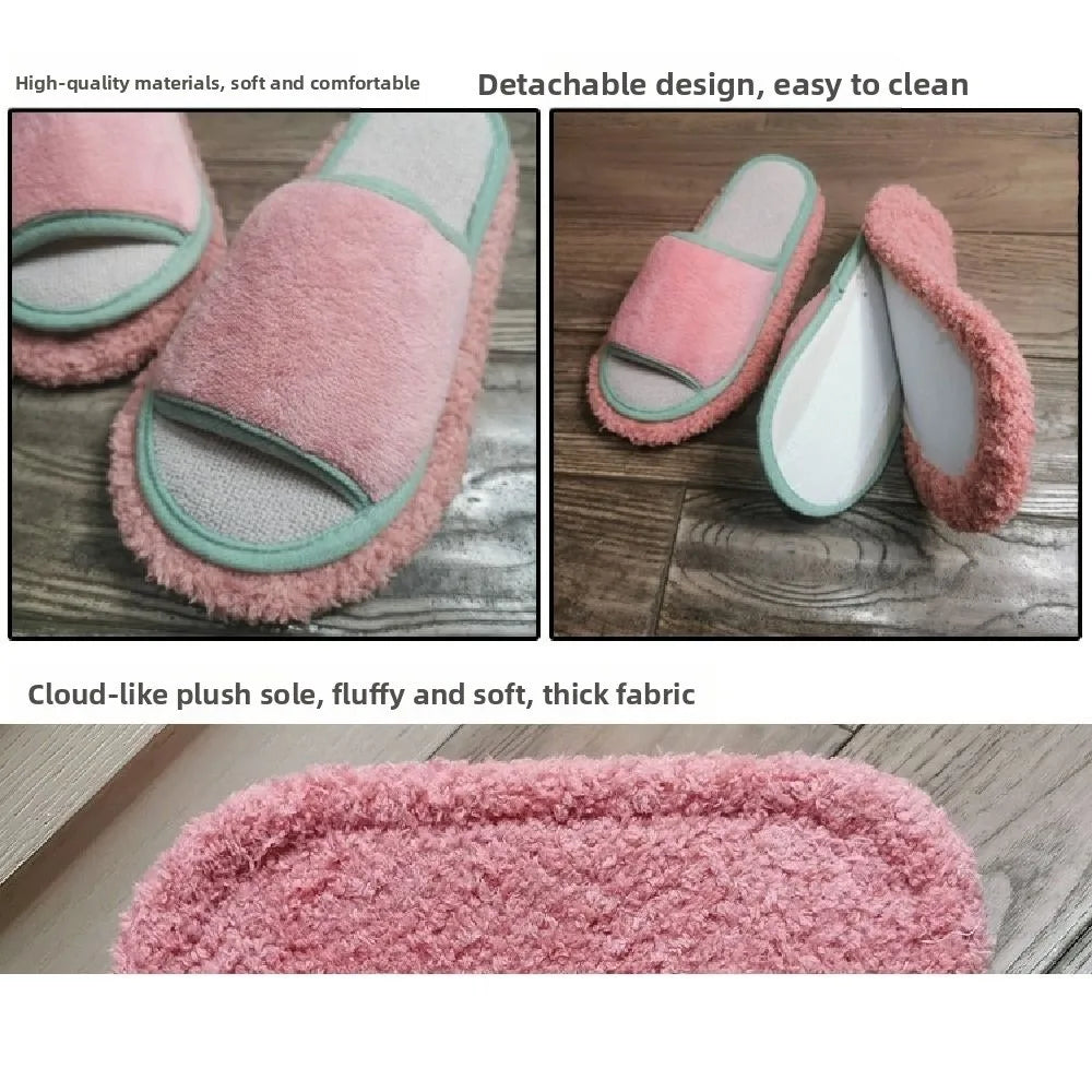 Detachable Microfibre Mop Slippers Soft Creative Floor Mopping Slippers Solid Color Washable Tile Cleaning Slippers Kitchen