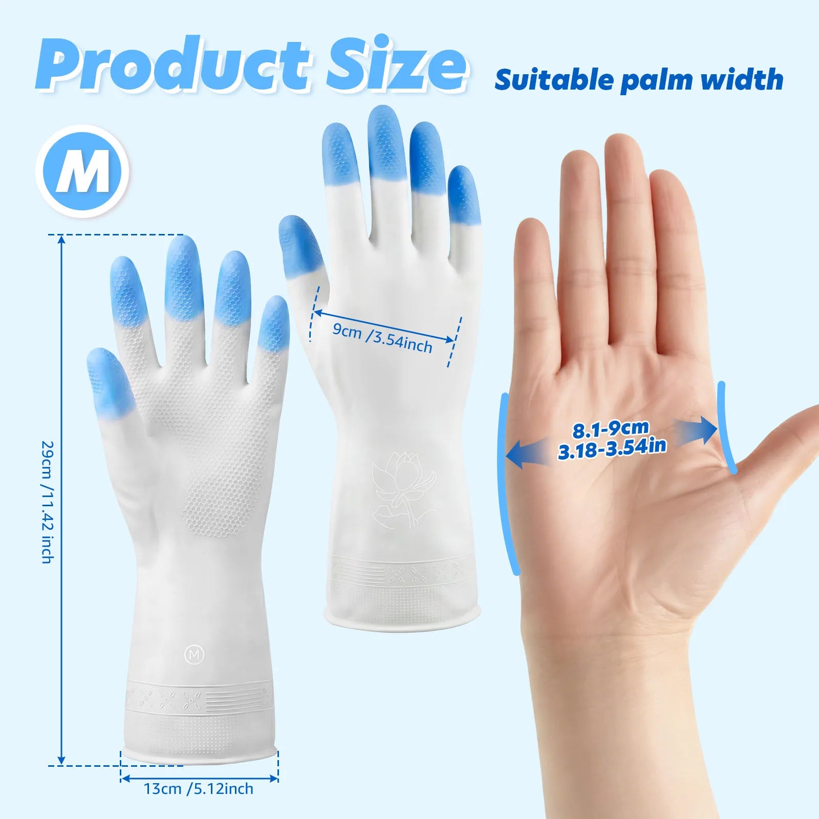 Kitchen Gloves Reusable Household Cleaning Gloves Water Resistant Skin Friendly Kitchen Dishwashing Gloves for Bathroom Cleaning