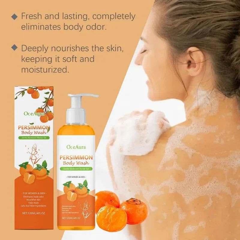 Persimmon Body Wash For Body Odor Control – Cleansing Body Deodorizing Moisturising Body Wash For Eliminating Body Odor 120ml