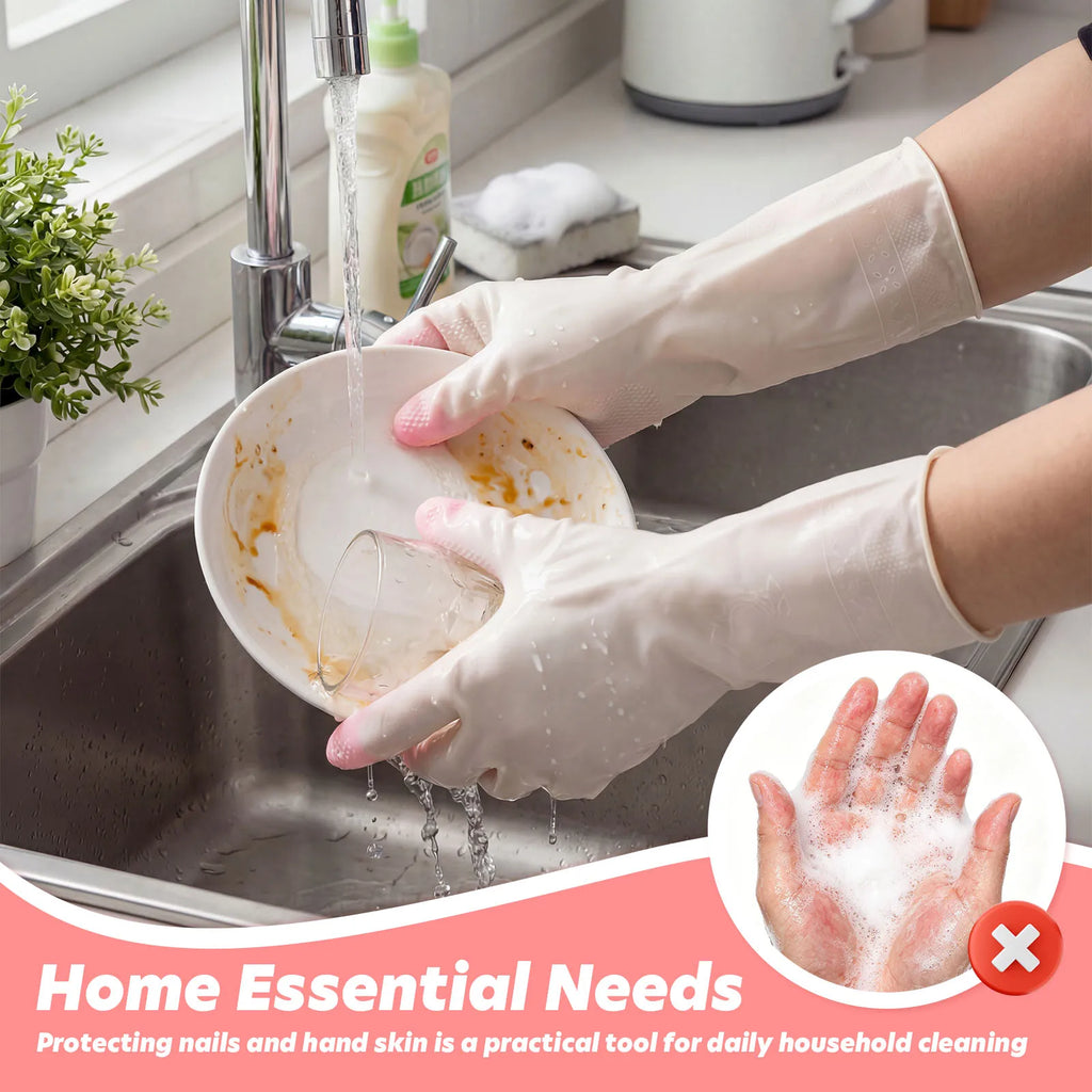 Kitchen Gloves Reusable Household Cleaning Gloves Water Resistant Skin Friendly Kitchen Dishwashing Gloves for Bathroom Cleaning