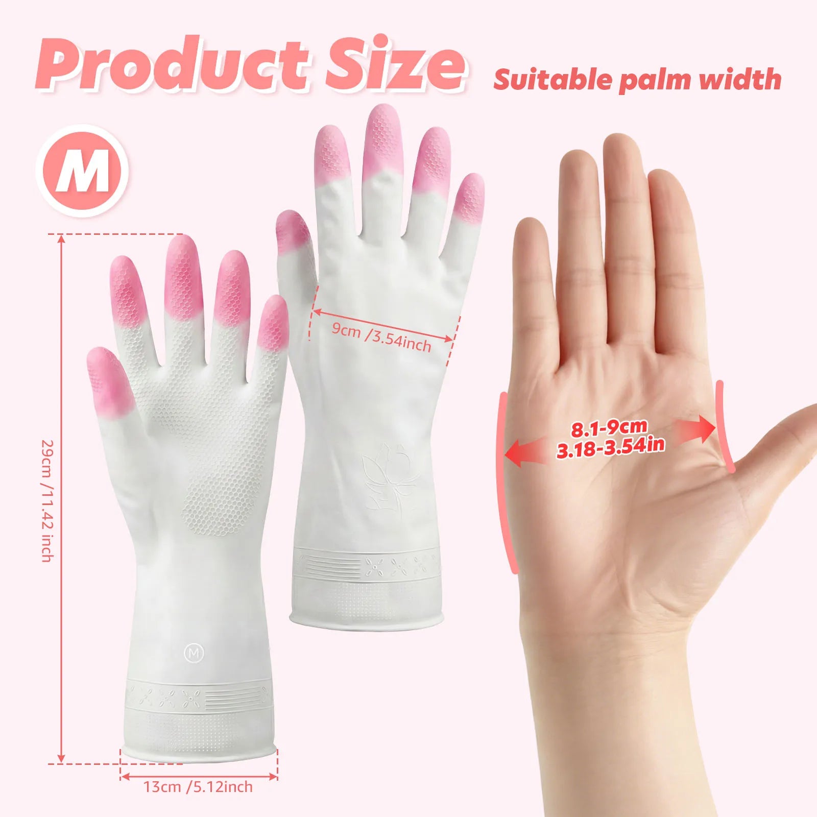 Kitchen Gloves Reusable Household Cleaning Gloves Water Resistant Skin Friendly Kitchen Dishwashing Gloves for Bathroom Cleaning