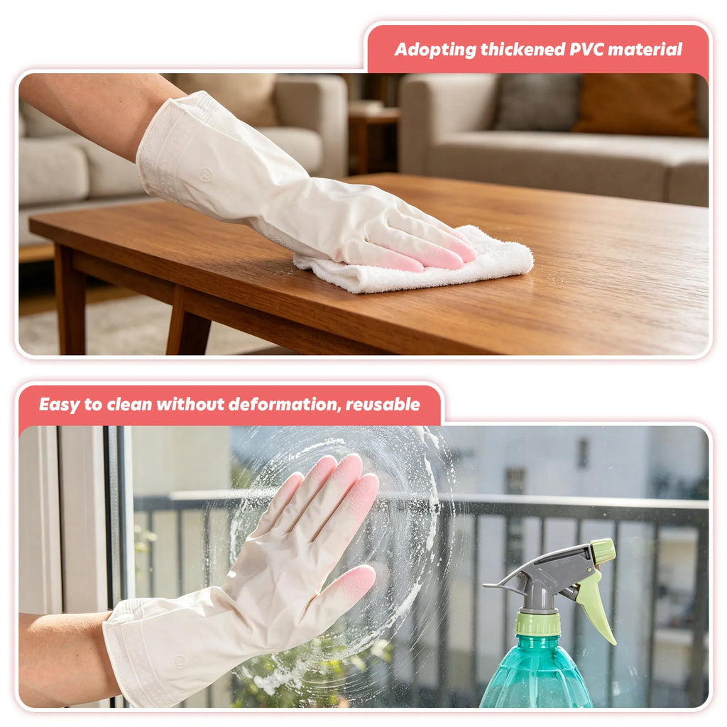 Kitchen Gloves Reusable Household Cleaning Gloves Water Resistant Skin Friendly Kitchen Dishwashing Gloves for Bathroom Cleaning